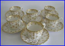 Spode Fleur De Lys (gold) Pattern -three Sets Bone China Cups And Saucers Y8063
