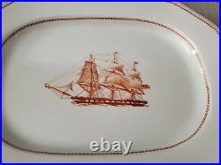 Spode Trade Winds Red W128 Gold Trim Fine Stone China 14 Oval Serving Platter