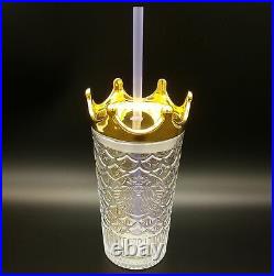 Starbucks China 2020 Anniversary Glass Siren Tumbler withPorcelain Gold Crown Lid
