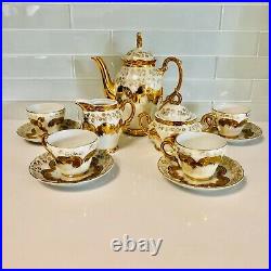 Sterling China Tea Set Opalescent Gold Colored Accents Japan 13 Pcs Total