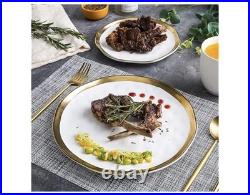 Stone Lain Modern Poreclain 32 Piece Dinnerware Set, White And Gold Rim