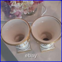 Stouffer Fine China Hand Painted Gold Floral Porcelain Table Vases Pair