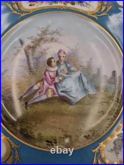 Stunning Rare 1844 Sevres Chateau des Tuilleries Plate Courting Couple Gold Tone