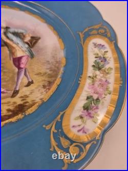 Stunning Rare 1844 Sevres Chateau des Tuilleries Plate Courting Couple Gold Tone