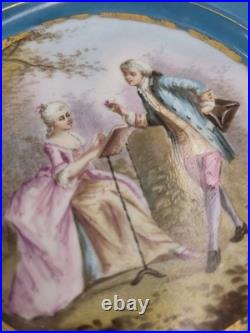 Stunning Rare 1844 Sevres Chateau des Tuilleries Plate Courting Couple Gold Tone