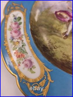 Stunning Rare 1844 Sevres Chateau des Tuilleries Plate Courting Couple Gold Tone