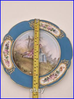 Stunning Rare 1844 Sevres Chateau des Tuilleries Plate Courting Couple Gold Tone