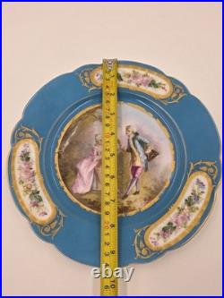 Stunning Rare 1844 Sevres Chateau des Tuilleries Plate Courting Couple Gold Tone