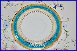 Superb Antique Minton English Fine China Turquoise and Gold Tea Cup Saucer
