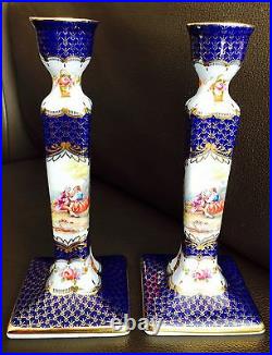 Superb Pair of Generously Gold Gilded 8/20cm Past Times Bone China Candlesticks