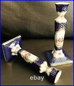 Superb Pair of Generously Gold Gilded 8/20cm Past Times Bone China Candlesticks