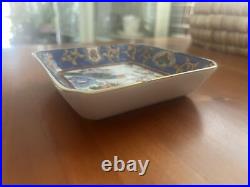 Sweet Antique Chinese Porcelain Dish Bowl Qianlong Mark Gilded Bird 4 1/2 Sq