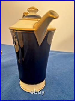 Syracuse Queen Anne cobalt ivory coffee set VTG NO FLAWS