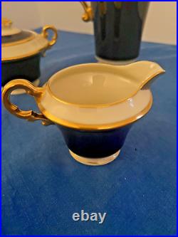 Syracuse Queen Anne cobalt ivory coffee set VTG NO FLAWS