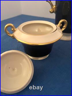 Syracuse Queen Anne cobalt ivory coffee set VTG NO FLAWS