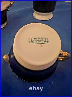 Syracuse Queen Anne cobalt ivory coffee set VTG NO FLAWS