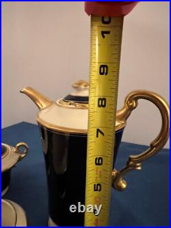 Syracuse Queen Anne cobalt ivory coffee set VTG NO FLAWS