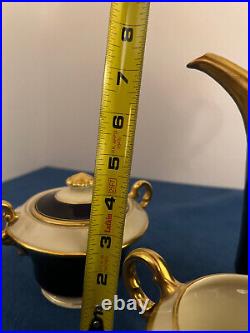 Syracuse Queen Anne cobalt ivory coffee set VTG NO FLAWS