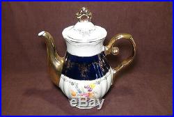 THUN KARLOVARSK Cobalt Blue Gold Accent Fine Porcelain China Coffee / Tea Set