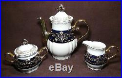 THUN KARLOVARSK Cobalt Blue Gold Accent Trim Fine Porcelain China Tea Set