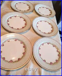 TIFFANY COMPANY NY 6 RARE JEWELED w ROSES & GOLD 1920s Plates China Porcelain