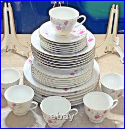 Tangshan Porcelain China, 30 pc. Service for 6 Place Setting Pink Roses Gold