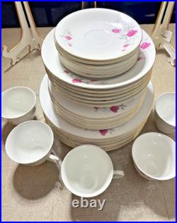 Tangshan Porcelain China, 30 pc. Service for 6 Place Setting Pink Roses Gold