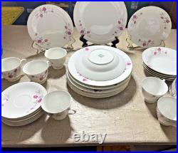 Tangshan Porcelain China, 30 pc. Service for 6 Place Setting Pink Roses Gold