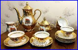 Tea Set Gold German Hanau Main Kunst Hummendorf Kronach Porcelain Fine China VTG