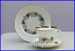 Tea set 6/22 pcs SLENDER TWIGS, bone china, 22K-gold, Lomonosov Porcelain