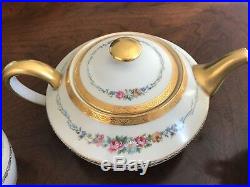 Tea set, France, LIMOGES porcelain china tea set for 12! Floral, Gold leaf