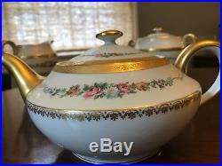 Tea set, France, LIMOGES porcelain china tea set for 12! Floral, Gold leaf