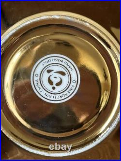 Teavana Fine Porcelain China Gold & White Floral Teapot With 4 Cups & Saucers