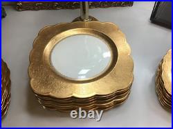 Tettau Bavaria Germany 23 Pc Gold Gilt Scalloped Porcelain Dinnerware Set