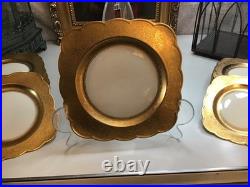Tettau Bavaria Germany 23 Pc Gold Gilt Scalloped Porcelain Dinnerware Set