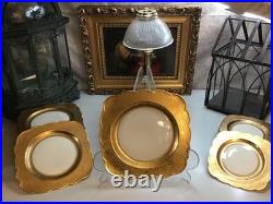 Tettau Bavaria Germany 23 Pc Gold Gilt Scalloped Porcelain Dinnerware Set