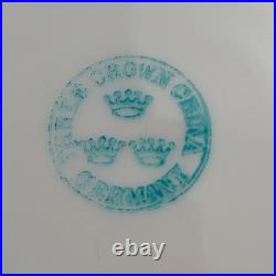 Three Crown China Germany Plates 8 Pink & Green Gold Trim Lot of 2, 1909-1916