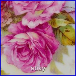 Three Crown China Germany Plates 8 Pink & Green Gold Trim Lot of 2, 1909-1916