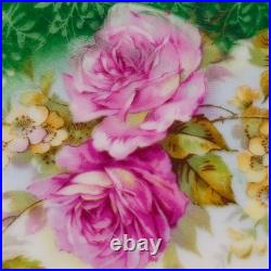 Three Crown China Germany Plates 8 Pink & Green Gold Trim Lot of 2, 1909-1916