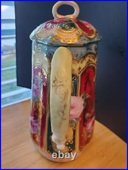Translucent porcelain Chinese Gilded Rose Floral Teapot withlid & 4 Cups & Saucers
