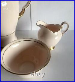 Tuscan Coffee Set (1930s) Bone China Shell Pink and Gold