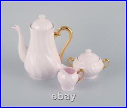 Tuscan, England, coffee service in pink porcelain with gold decoration