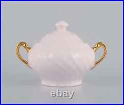 Tuscan, England, coffee service in pink porcelain with gold decoration