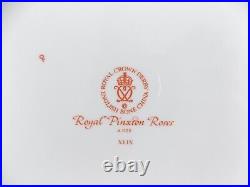 Two Royal Crown Derby Pinton Roses Dinner Plates Pink Roses Gold Trim Vintage