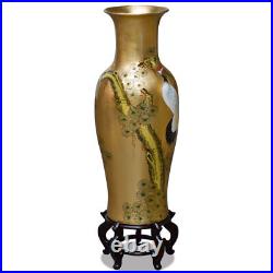 US Seller 36 Inch Gold Leaf Longevity Cranes Oriental Vase