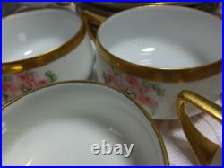 Unique muti brands Antique Dinner China Set of 46 pcs GOLD RIM ROSAL Pattern Unique muti brands Antique Dinner China Set of 46 pcs GOLD RIM ROSAL Pattern
