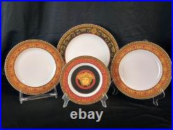 VERSACE Rosenthal China Medusa Red & Gold Dessert, Salad, Dinner Plates 4 Pc Set VERSACE Rosenthal China Medusa Red & Gold Dessert, Salad, Dinner Plates 4 Pc Set