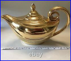 VINTAGE HALL GOLDEN GLO Aladdin Teapot With Lid Warranted 22K GOLD Porcelain China
