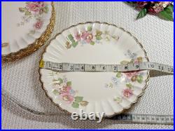 VINTAGE Limoges Wild Rose Floral 24 pc Plates & Bowls 2 Sizes Gold 22K USA