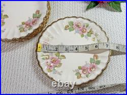 VINTAGE Limoges Wild Rose Floral 24 pc Plates & Bowls 2 Sizes Gold 22K USA